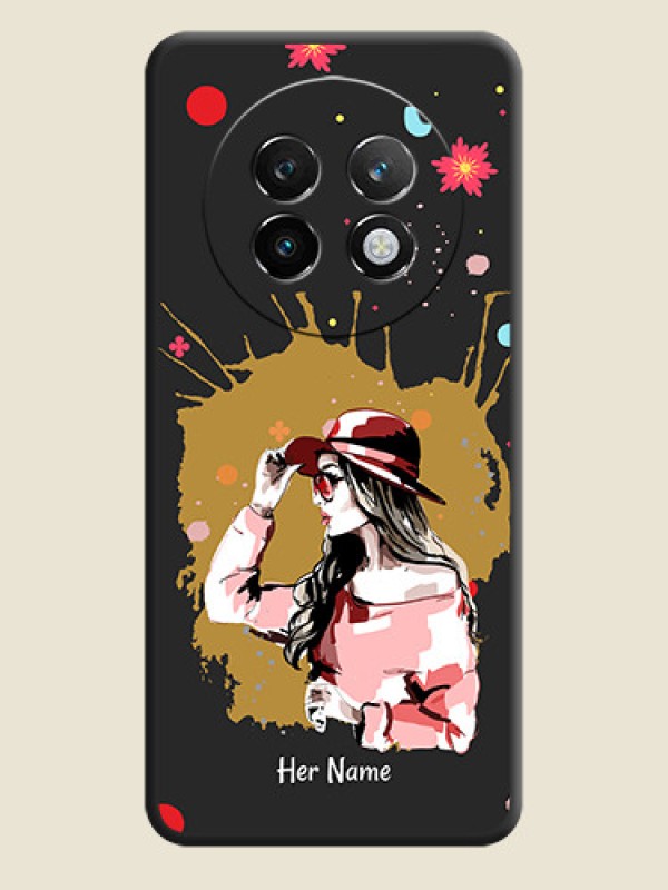 Custom Mordern Lady With Color Splash Background With Custom Text On Space Black Custom Soft Matte Mobile Back Cover - Realme P1 Speed 5G - alternate view