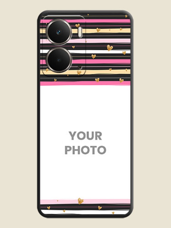 Custom Multicolor Lines and Golden Love Symbols Design on Photo On Space Black Custom Soft Matte Mobile Back Cover - Realme P3 5G - alternate view