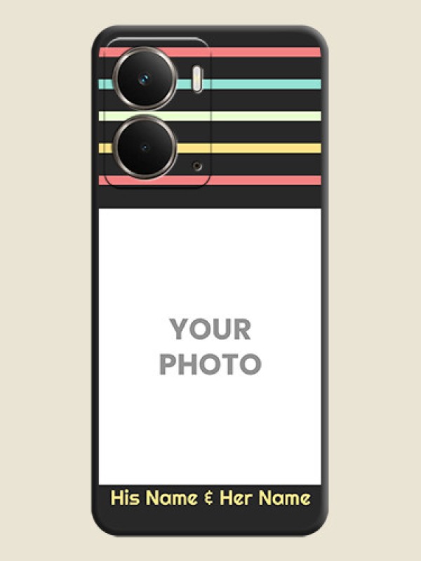 Custom Color Stripes with Photo and Text on Photo On Space Black Custom Soft Matte Mobile Back Cover - Realme P3 5G - alternate view