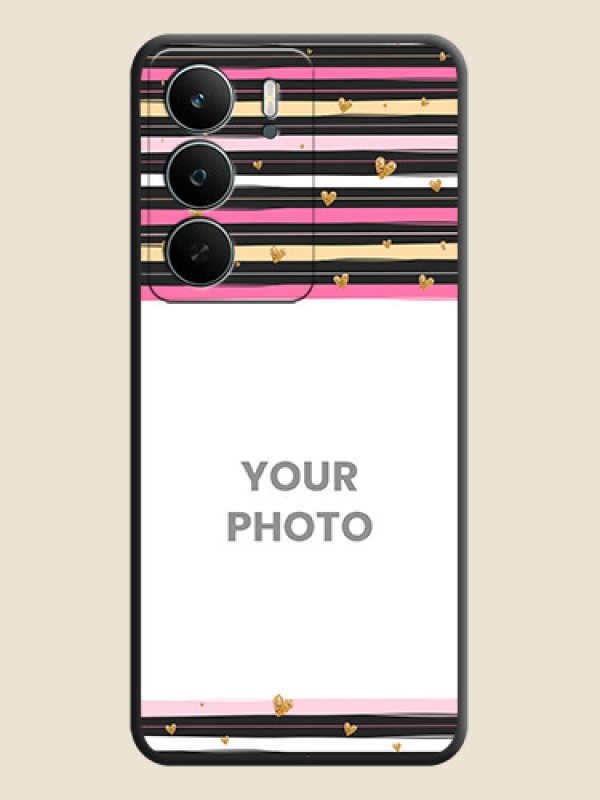 Custom Multicolor Lines and Golden Love Symbols Design on Photo On Space Black Custom Soft Matte Mobile Back Cover - Realme P3 Lite 5G - alternate view