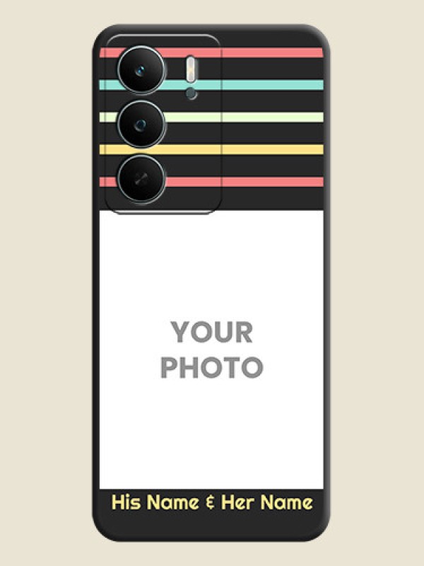 Custom Color Stripes with Photo and Text on Photo On Space Black Custom Soft Matte Mobile Back Cover - Realme P3 Lite 5G - alternate view