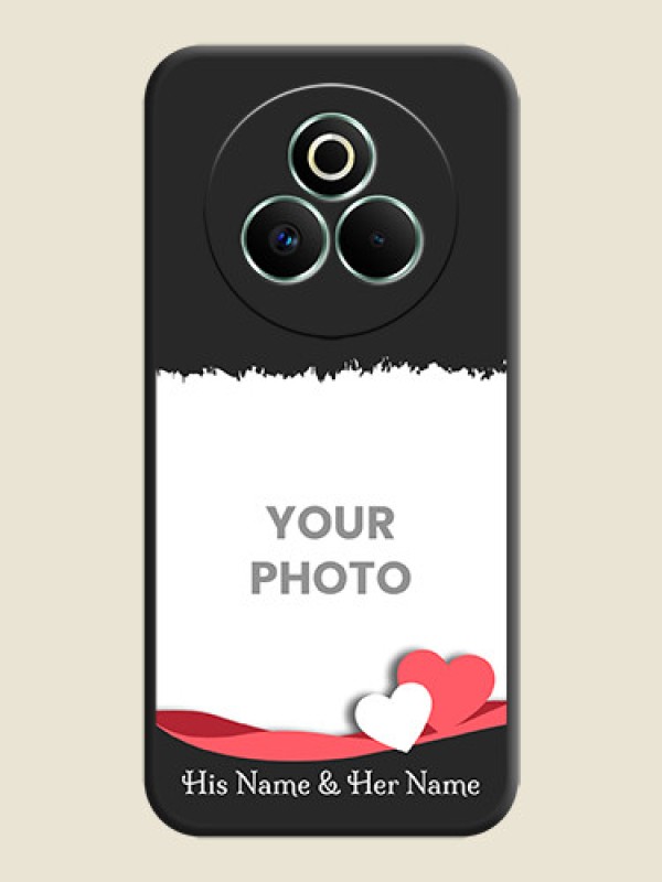 Custom Pin Color Love Shaped Ribbon Design with Text On Space Black Custom Soft Matte Mobile Back Cover - Realme P3 Pro 5G - alternate view