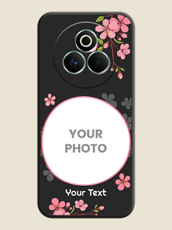 Custom Round Image with Pink Color Floral Design on Photo On Space Black Custom Soft Matte Mobile Back Cover - Realme P3 Pro 5G - alternate view