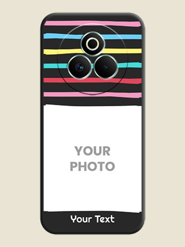 Custom Multicolor Lines with Image On Space Black Custom Soft Matte Mobile Back Cover - Realme P3 Pro 5G - alternate view