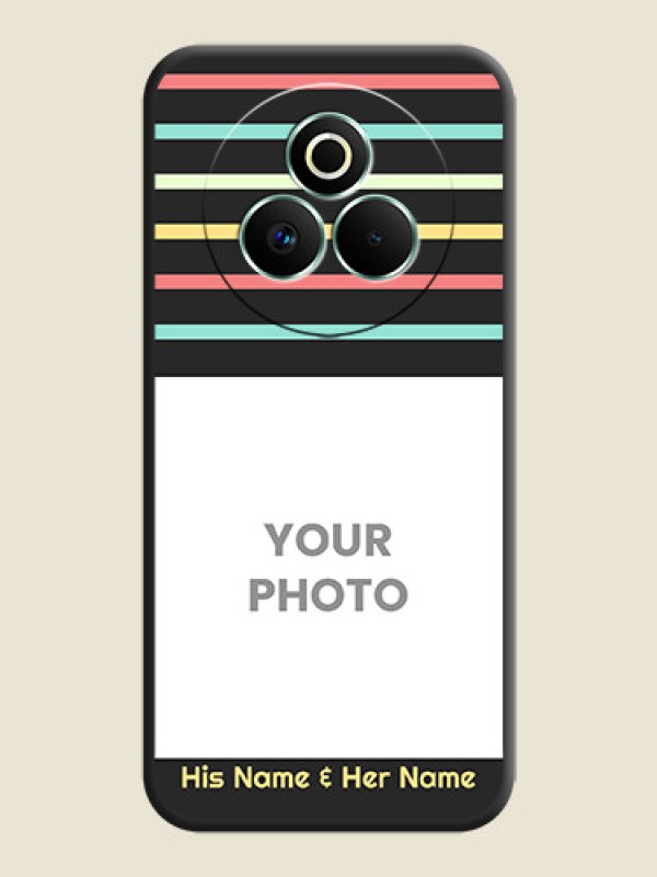 Custom Color Stripes with Photo and Text on Photo On Space Black Custom Soft Matte Mobile Back Cover - Realme P3 Pro 5G - alternate view