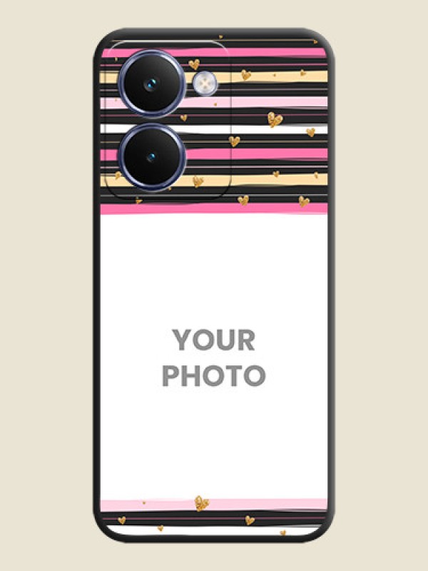 Custom Multicolor Lines and Golden Love Symbols Design on Photo On Space Black Custom Soft Matte Mobile Back Cover - Realme P3 Ultra 5G - alternate view