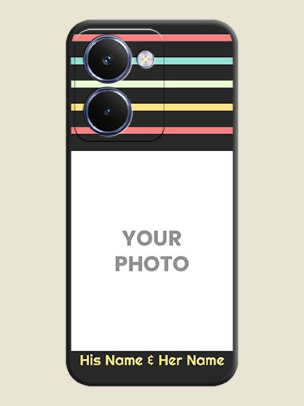 Custom Color Stripes with Photo and Text on Photo On Space Black Custom Soft Matte Mobile Back Cover - Realme P3 Ultra 5G - alternate view