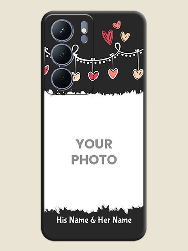 Custom Pink Love Hangings with Name On Space Black Custom Soft Matte Mobile Back Cover - Realme P3x 5G - alternate view