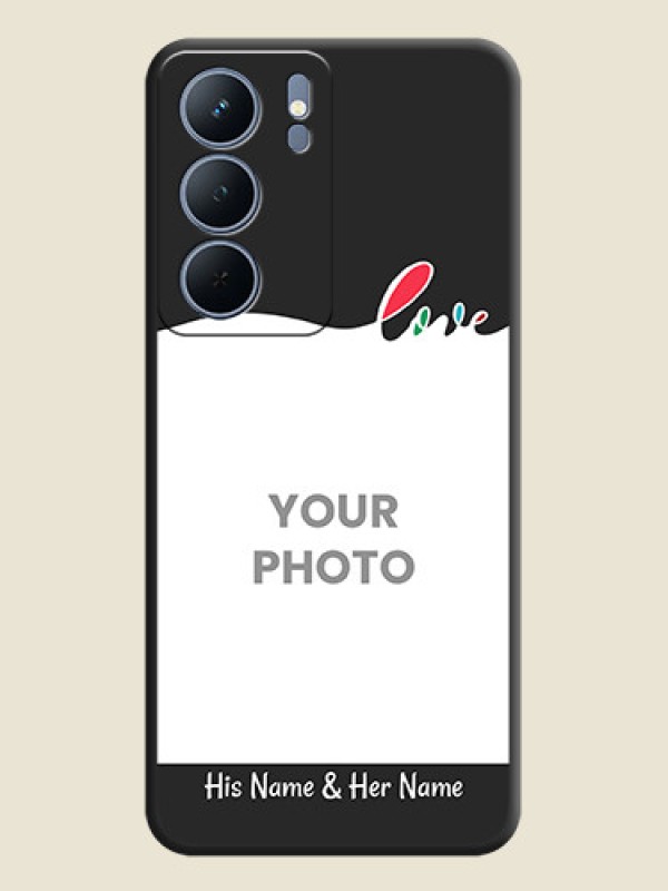 Custom Fall in Love Pattern with Picture on Photo On Space Black Custom Soft Matte Mobile Back Cover - Realme P3x 5G - alternate view
