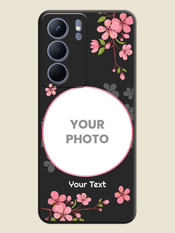 Custom Round Image with Pink Color Floral Design on Photo On Space Black Custom Soft Matte Mobile Back Cover - Realme P3x 5G - alternate view