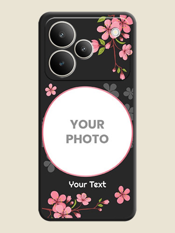 Custom Round Image with Pink Color Floral Design on Photo On Space Black Custom Soft Matte Mobile Back Cover - Realme P4 5G - alternate view