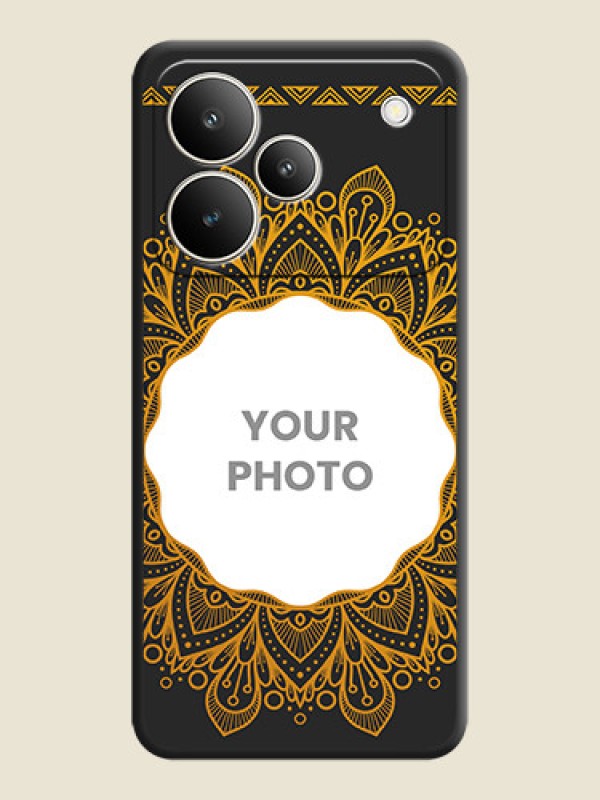 Custom Round Image with Floral Design On Space Black Custom Soft Matte Mobile Back Cover - Realme P4 5G - alternate view