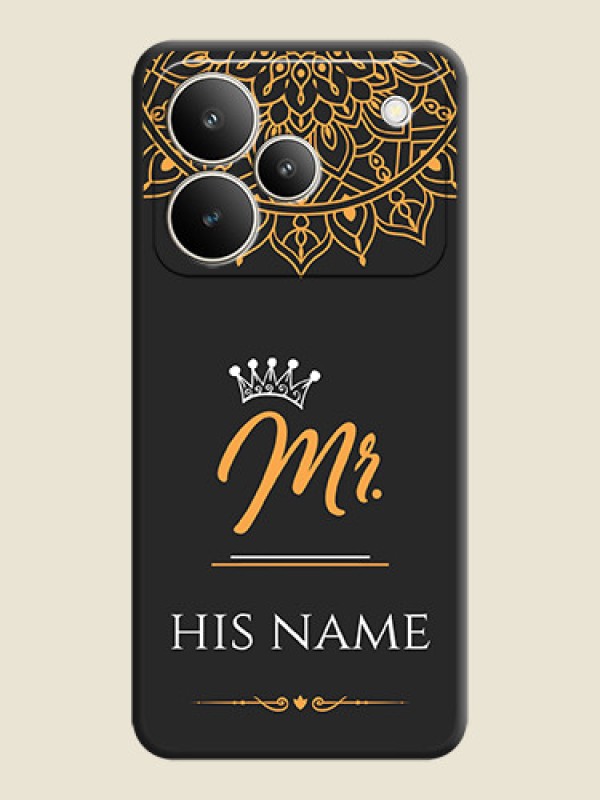 Custom Mr Name with Floral Design On Space Black Custom Soft Matte Mobile Back Cover - Realme P4 5G - alternate view