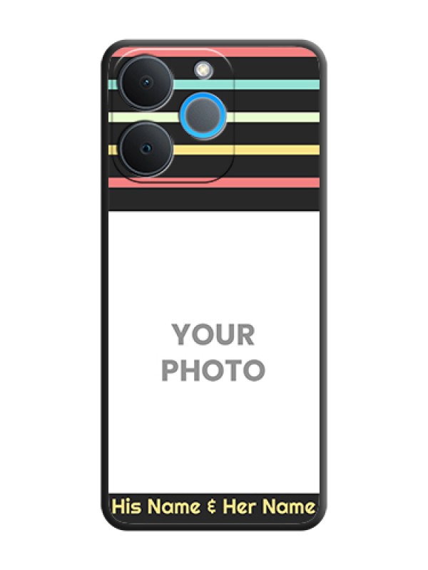 Custom Color Stripes with Photo and Text on Photo On Space Black Custom Soft Matte Mobile Back Cover - Realme P4 Lite 4G - alternate view