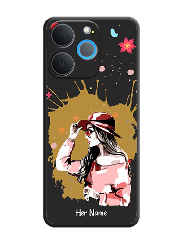 Custom Mordern Lady With Color Splash Background With Custom Text On Space Black Custom Soft Matte Mobile Back Cover - Realme P4 Lite 4G - alternate view
