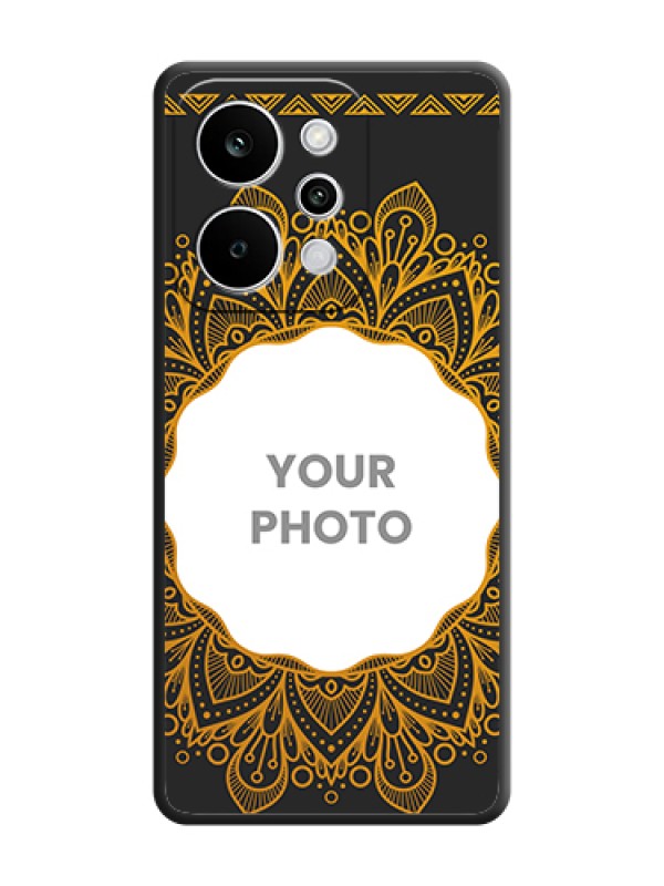 Custom Round Image with Floral Design On Space Black Custom Soft Matte Mobile Back Cover - Realme P4 Power 5G - alternate view