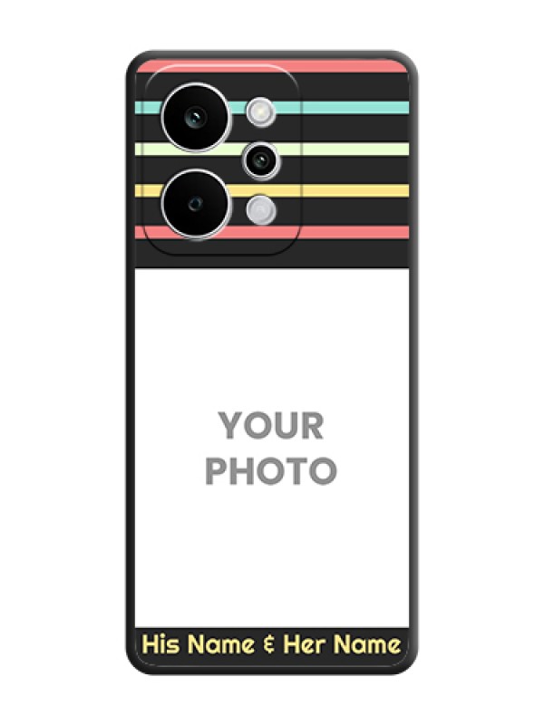 Custom Color Stripes with Photo and Text on Photo On Space Black Custom Soft Matte Mobile Back Cover - Realme P4 Power 5G - alternate view