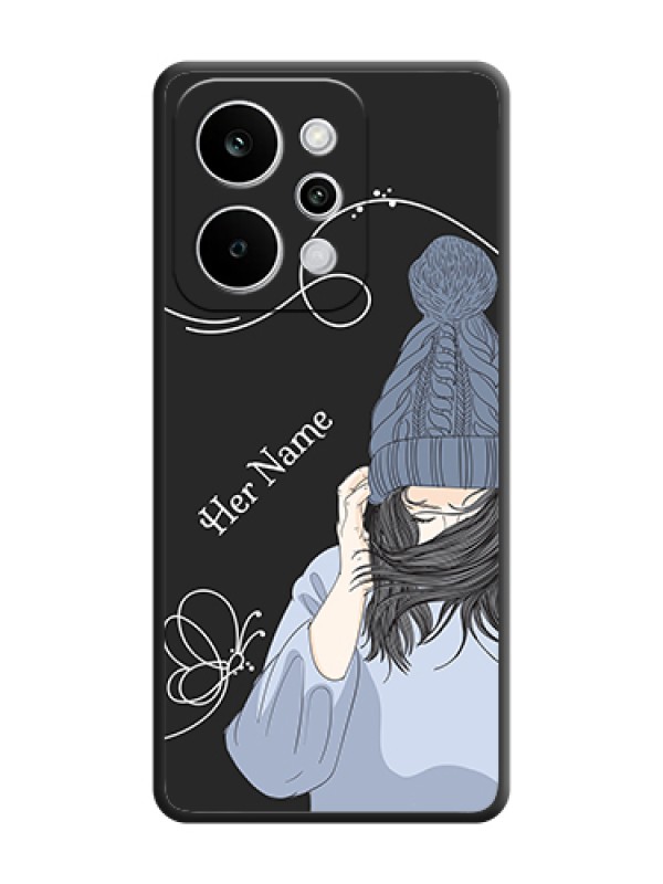 Custom Girl With Blue Winter Outfiit Custom Text Design On Space Black Custom Soft Matte Mobile Back Cover - Realme P4 Power 5G - alternate view