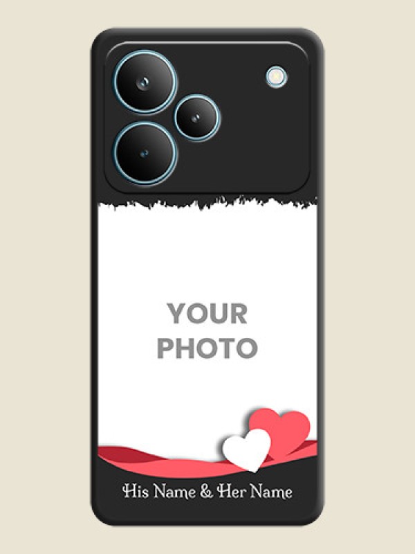 Custom Pin Color Love Shaped Ribbon Design with Text On Space Black Custom Soft Matte Mobile Back Cover - Realme P4 Pro 5G - alternate view