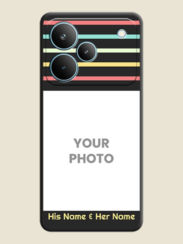 Custom Color Stripes with Photo and Text on Photo On Space Black Custom Soft Matte Mobile Back Cover - Realme P4 Pro 5G - alternate view
