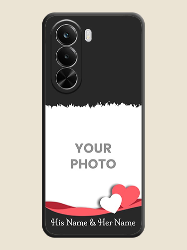Custom Pin Color Love Shaped Ribbon Design with Text On Space Black Custom Soft Matte Mobile Back Cover - Realme P4X 5G - alternate view