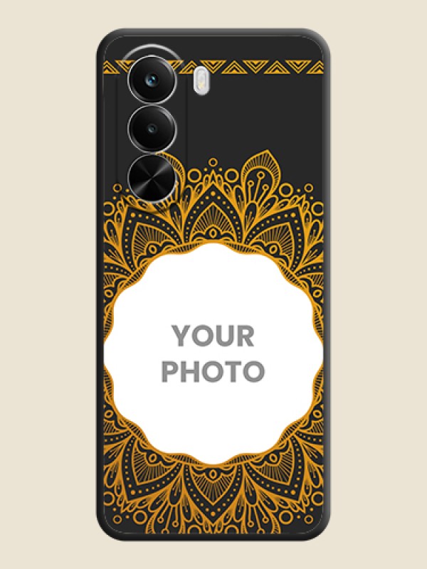 Custom Round Image with Floral Design On Space Black Custom Soft Matte Mobile Back Cover - Realme P4X 5G - alternate view