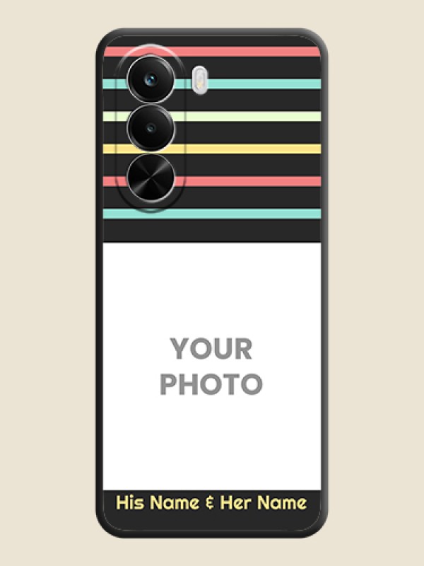 Custom Color Stripes with Photo and Text on Photo On Space Black Custom Soft Matte Mobile Back Cover - Realme P4X 5G - alternate view