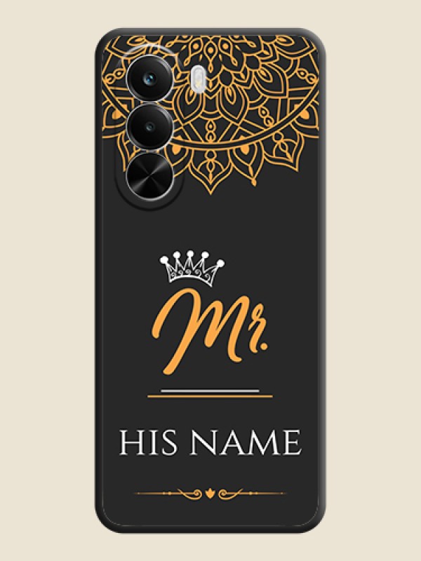 Custom Mr Name with Floral Design On Space Black Custom Soft Matte Mobile Back Cover - Realme P4X 5G - alternate view