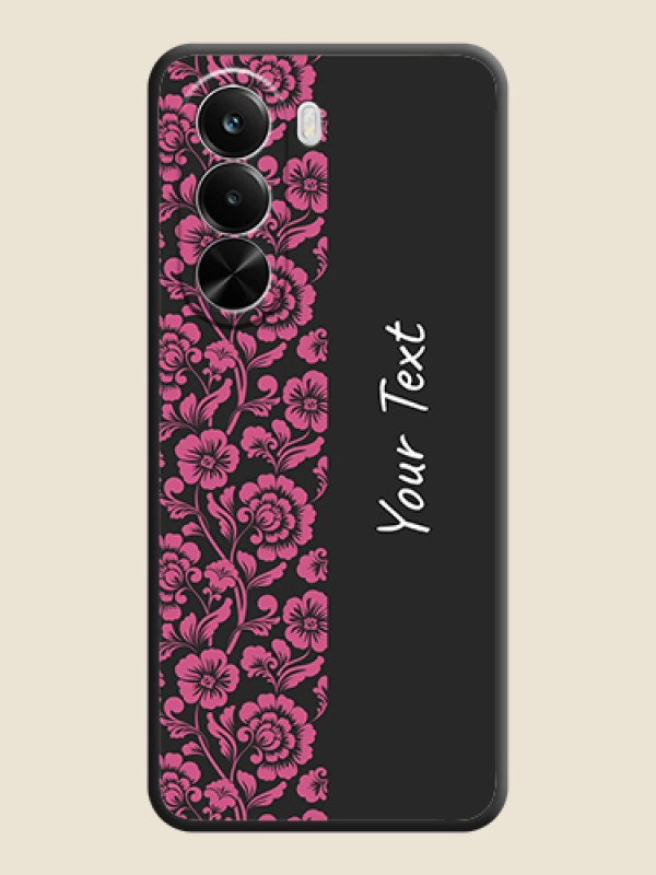 Custom Pink Floral Pattern Design With Custom Text On Space Black Custom Soft Matte Mobile Back Cover - Realme P4X 5G - alternate view