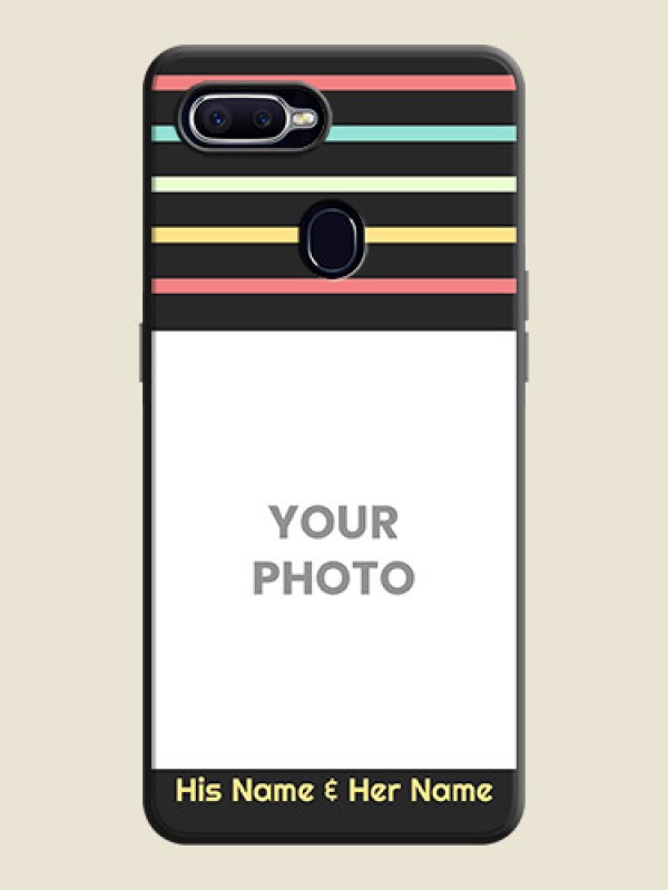 Custom Color Stripes with Photo and Text - Photo on Space Black Soft Matte Mobile Case - Realme U1 - alternate view