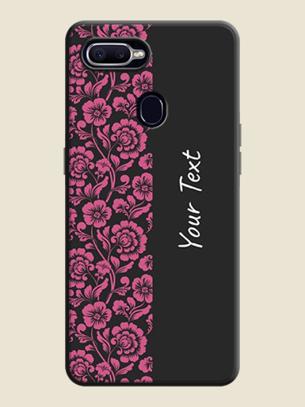 Custom Pink Floral Pattern Design With Custom Text On Space Black Personalized Soft Matte Phone Covers -Realme U1 - alternate view