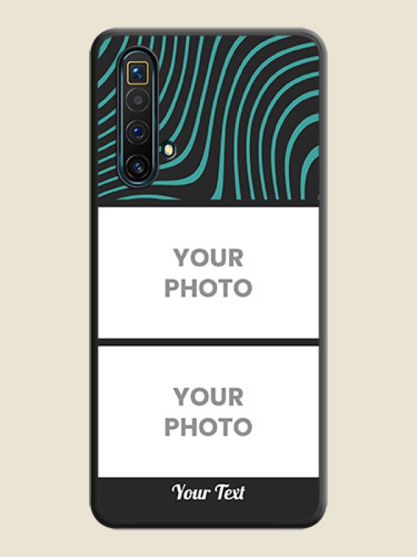 Custom Wave Pattern with 2 Image Holder on Space Black Personalized Soft Matte Phone Covers - Realme X3 SuperZoom - alternate view