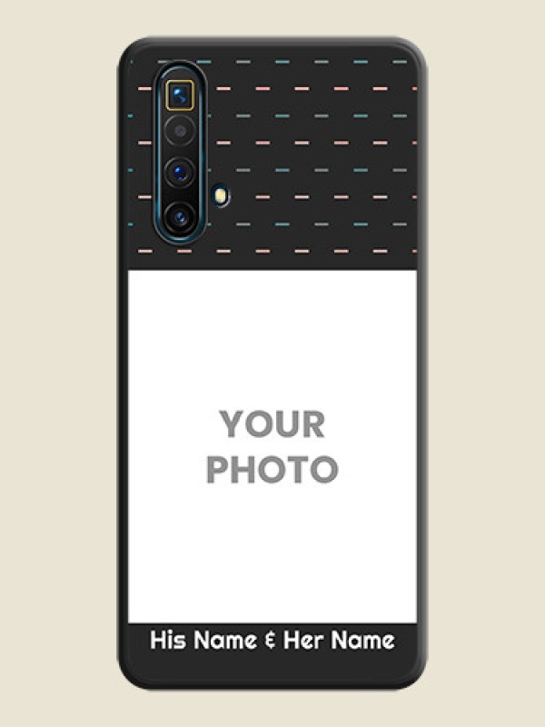 Custom Line Pattern Design with Text on Space Black Custom Soft Matte Phone Back Cover - Realme X3 SuperZoom - alternate view