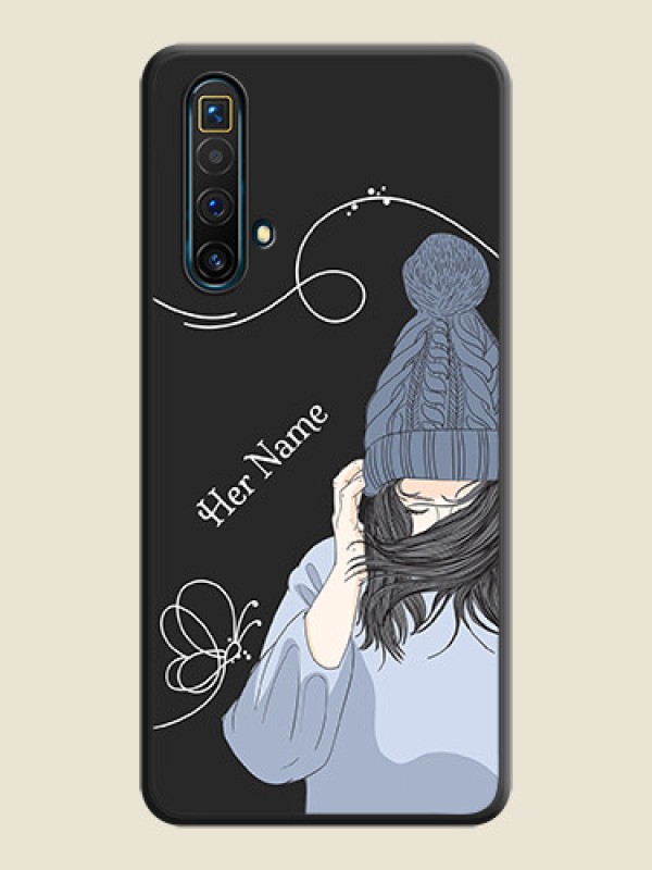 Custom Girl With Blue Winter Outfiit Custom Text Design On Space Black Personalized Soft Matte Phone Covers -Realme X3 Super Zoom - alternate view