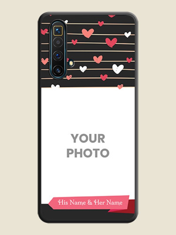 Custom Love Pattern with Name on Pink Ribbon  on Photo on Space Black Soft Matte Back Cover - Realme X3 - alternate view