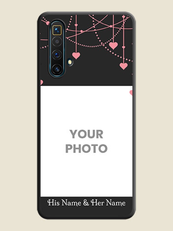 Custom Pink Love Hangings with Text on Space Black Custom Soft Matte Back Cover - Realme X3 - alternate view