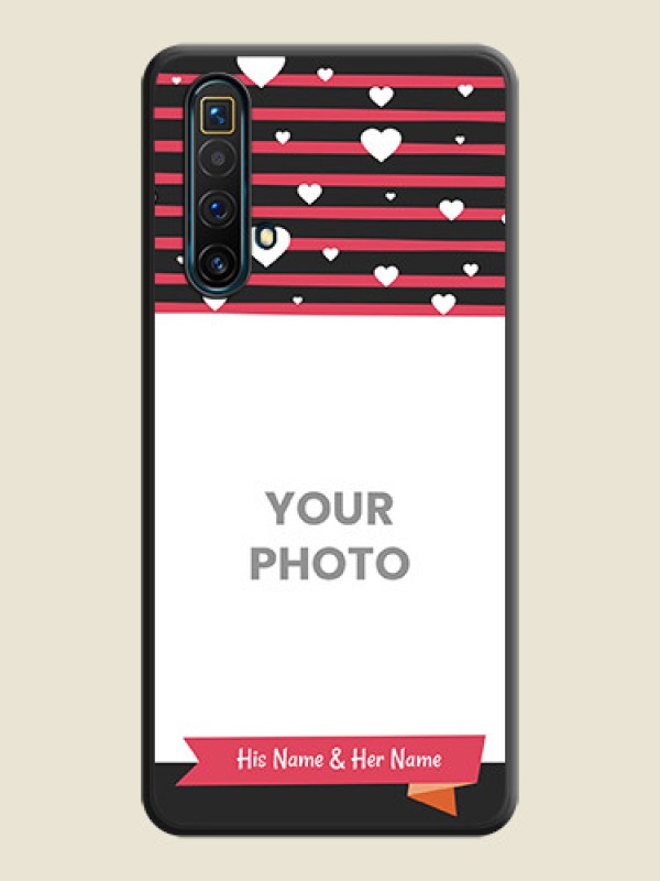 Custom White Color Love Symbols with Pink Lines Pattern on Space Black Custom Soft Matte Phone Cases - Realme X3 - alternate view