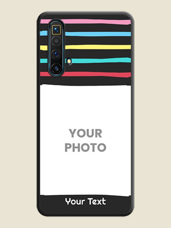 Custom Multicolor Lines with Image on Space Black Personalized Soft Matte Phone Covers - Realme X3 - alternate view