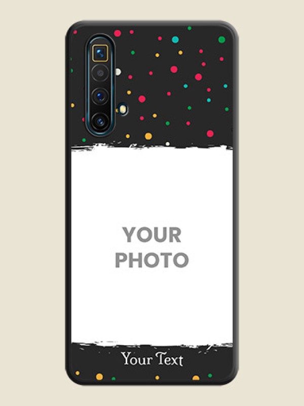 Custom Multicolor Dotted Pattern with Text on Space Black Custom Soft Matte Phone Back Cover - Realme X3 - alternate view