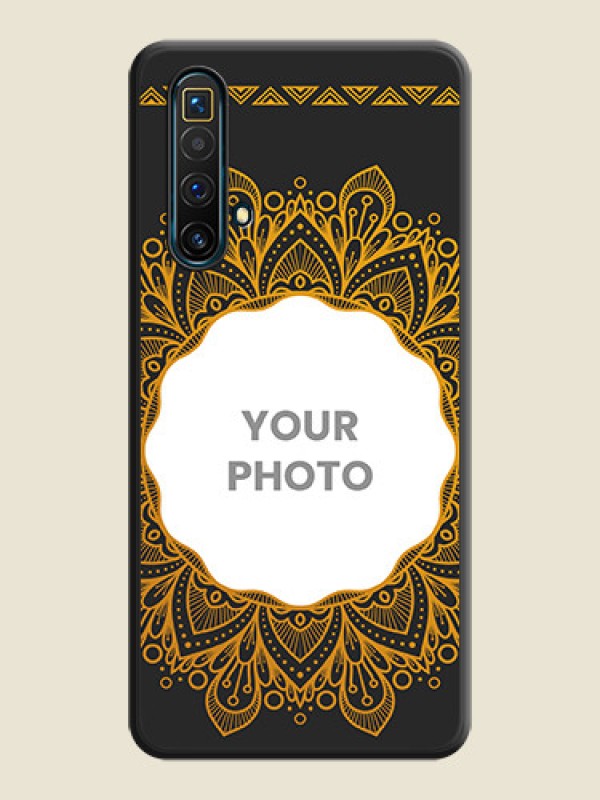Custom Round Image with Floral Design on Photo on Space Black Soft Matte Mobile Cover - Realme X3 - alternate view