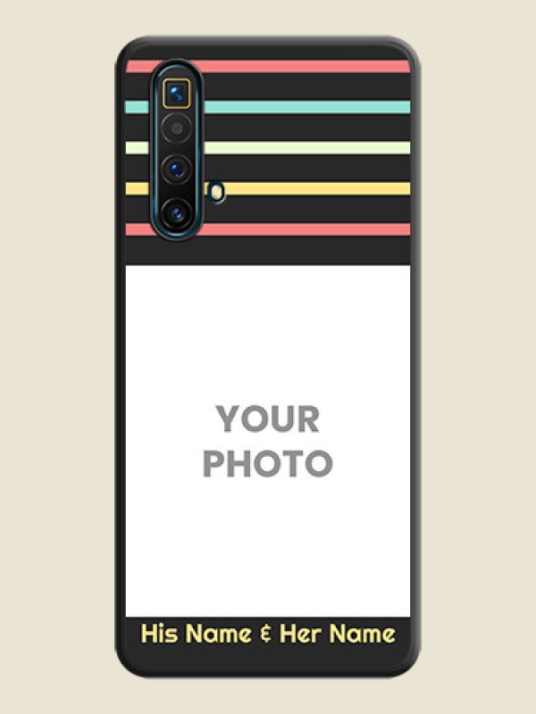 Custom Color Stripes with Photo and Text on Photo on Space Black Soft Matte Mobile Case - Realme X3 - alternate view