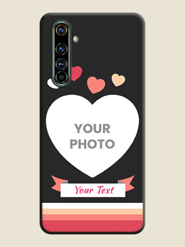 Custom Love Shaped Photo with Colorful Stripes on Personalised Space Black Soft Matte Cases - Realme X50 Pro 5G - alternate view