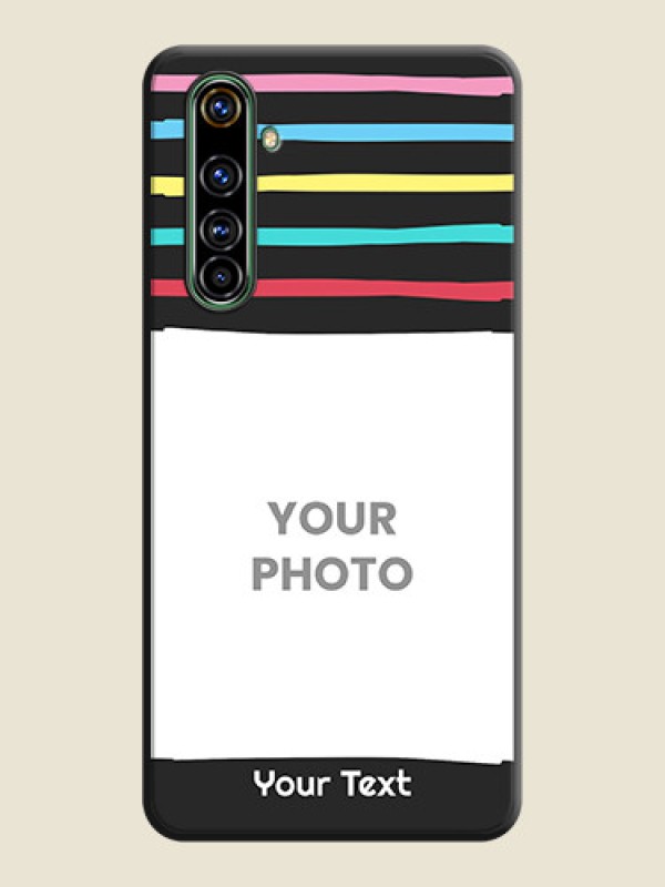 Custom Multicolor Lines with Image on Space Black Personalized Soft Matte Phone Covers - Realme X50 Pro 5G - alternate view