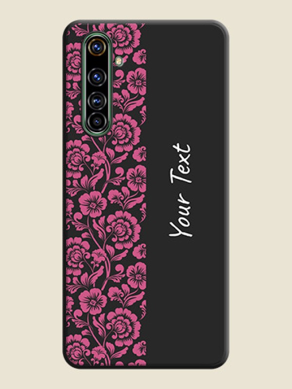 Custom Pink Floral Pattern Design With Custom Text On Space Black Personalized Soft Matte Phone Covers -Realme X50 Pro 5G - alternate view