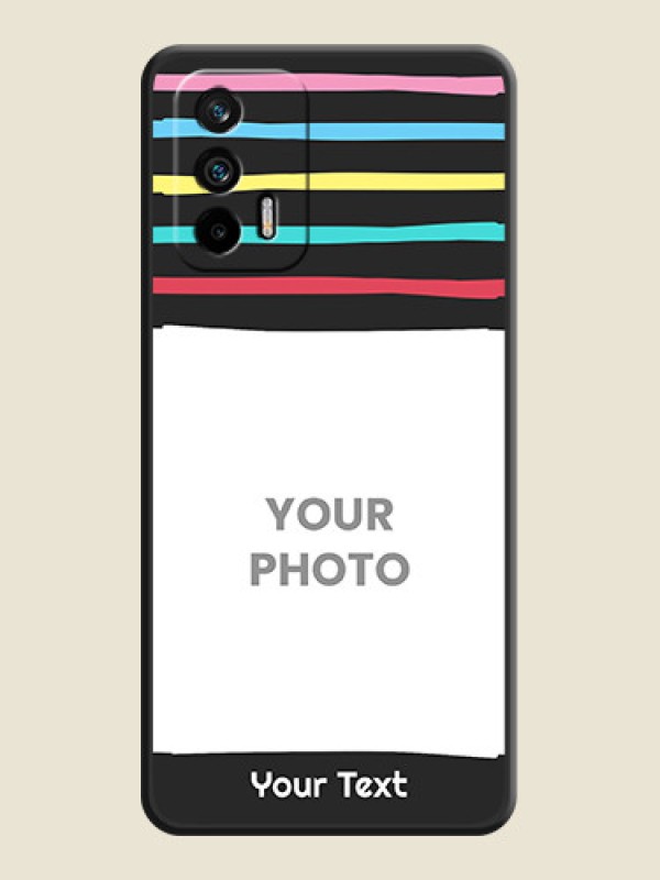 Custom Multicolor Lines with Image on Space Black Personalized Soft Matte Phone Covers - Realme X7 Max 5G - alternate view