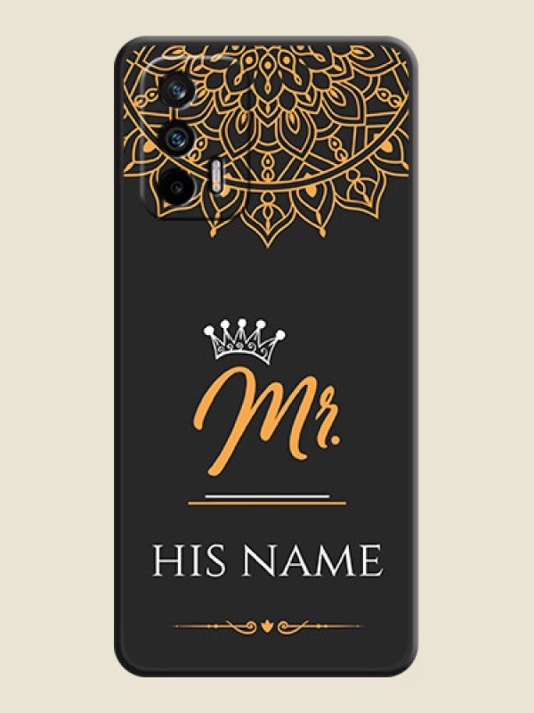 Custom Mr Name with Floral Design  on Personalised Space Black Soft Matte Cases - Realme X7 Max 5G - alternate view