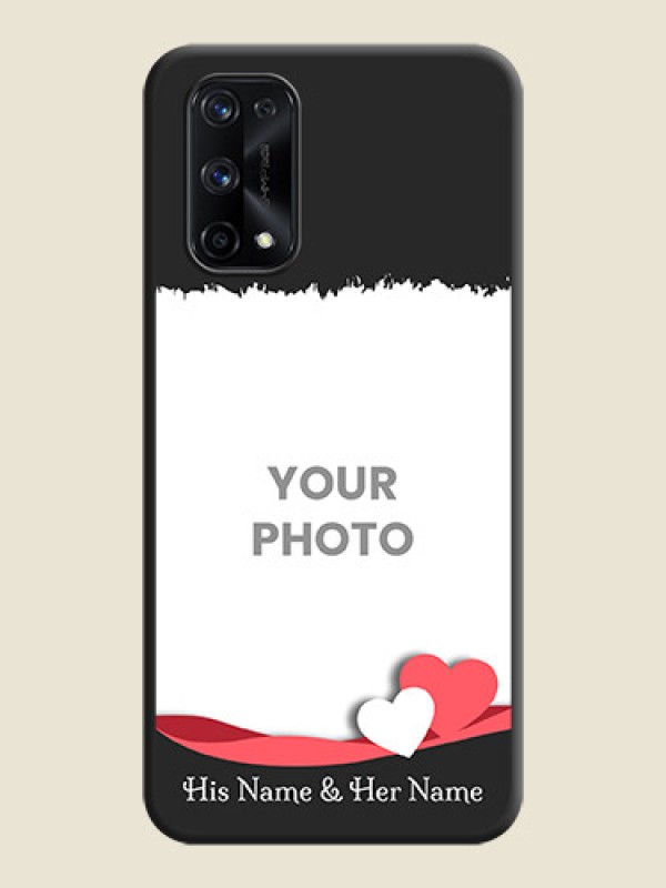 Custom Pin Color Love Shaped Ribbon Design with Text on Space Black Custom Soft Matte Phone Back Cover - Realme X7 Pro - alternate view