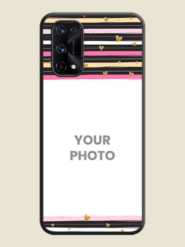 Custom Multicolor Lines and Golden Love Symbols Design on Photo on Space Black Soft Matte Mobile Cover - Realme X7 Pro - alternate view