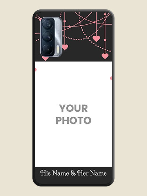 Custom Pink Love Hangings with Text on Space Black Custom Soft Matte Back Cover - Realme X7 - alternate view