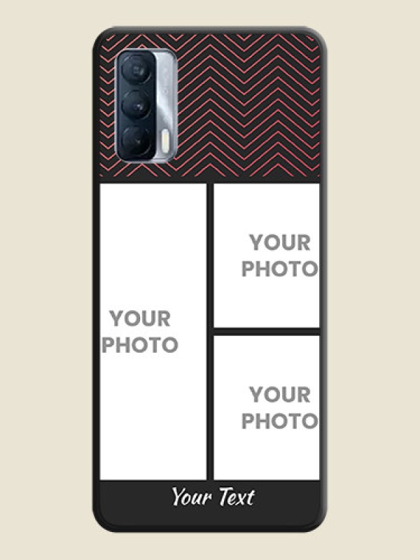 Custom Wave Pattern with 3 Image Holder on Space Black Custom Soft Matte Back Cover - Realme X7 - alternate view